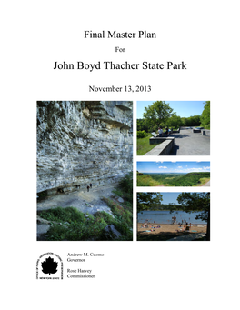 John Boyd Thacher and Thompson's Lake State Parks Final Master Plan