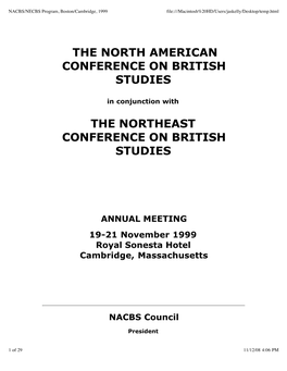 NACBS NECBS Program, Boston Cambridge, 1999