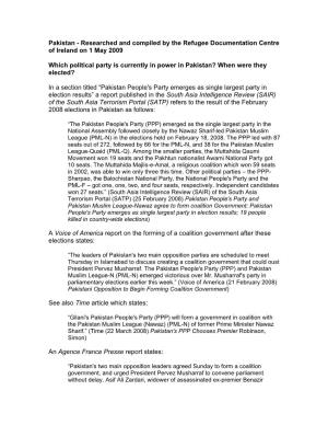 Researched and Compiled by the Refugee Documentation Centre of Ireland on 1 May 2009