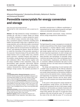 Perovskite Nanocrystals for Energy Conversion and Storage