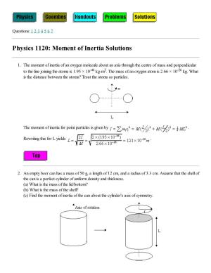 Physics 1120: Moment of Inertia Solutions