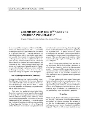 Chemistry and the 19Th-Century American Pharmacist*