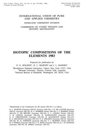 Isotopic Compositions of the Elements 1983