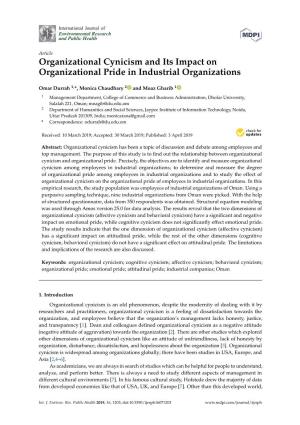 Organizational Cynicism and Its Impact on Organizational Pride in Industrial Organizations