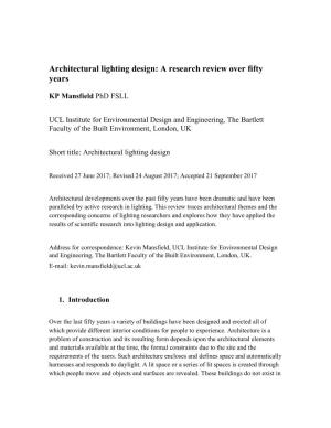 Architectural Lighting Design: a Research Review Over Fifty Years