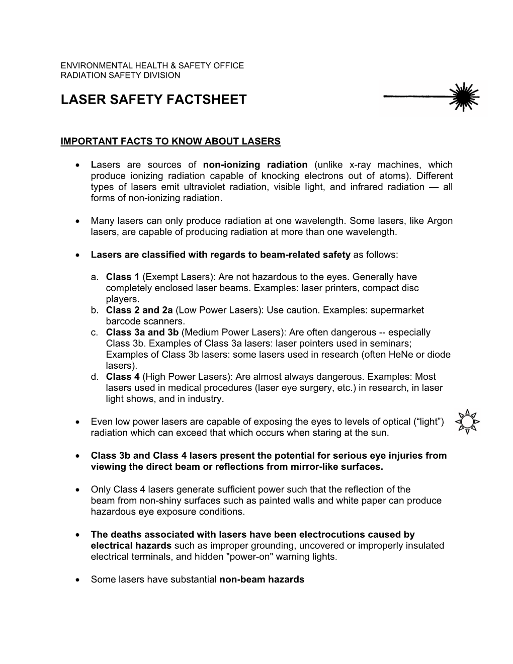 Laser Safety Factsheet