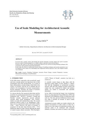 Use of Scale Modeling for Architectural Acoustic Measurements