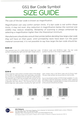 Overall Dimensions of EAN-13 and EAN-8 Bar Codes
