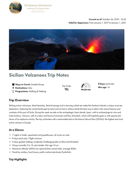Sicilian Volcanoes Trip Notes