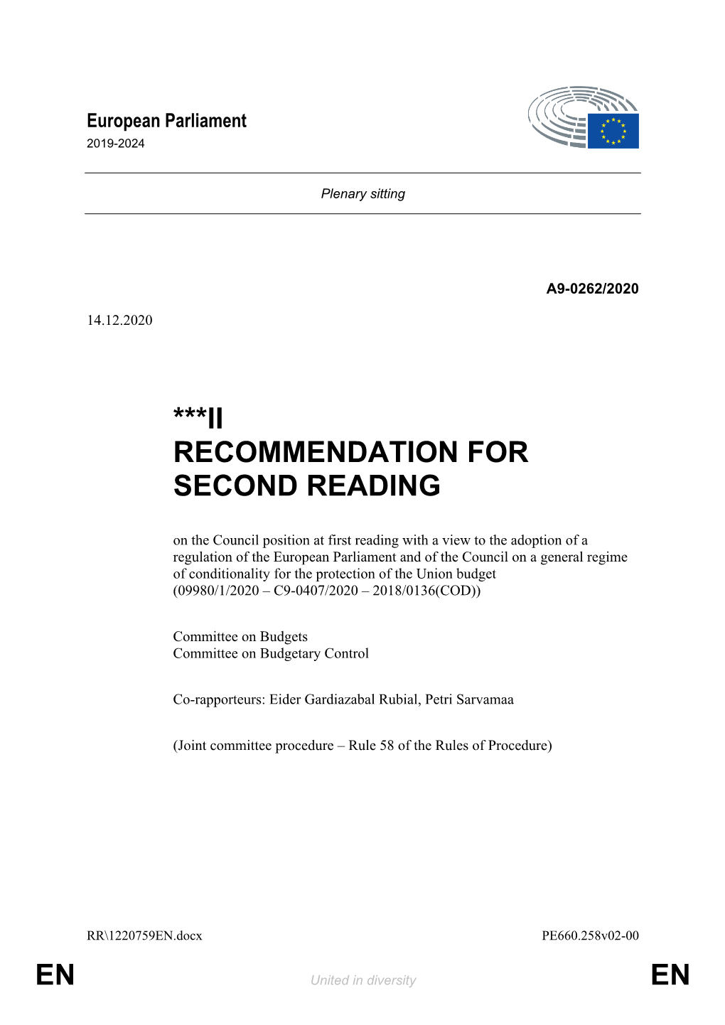 En En ***Ii Recommendation for Second Reading