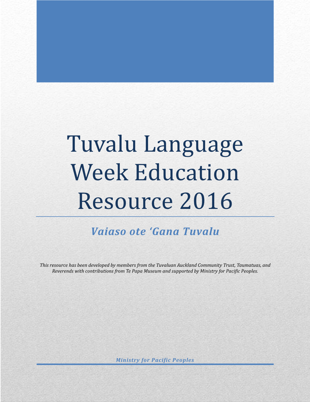 Tuvalu Language Week Education Resource 2016