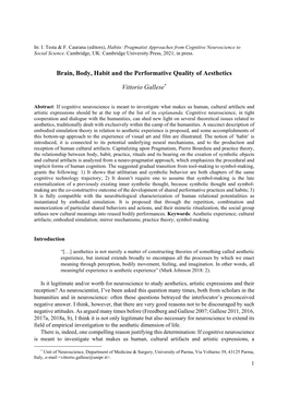 Brain, Body, Habit and the Performative Quality of Aesthetics