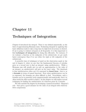 Chapter 11 Techniques of Integration