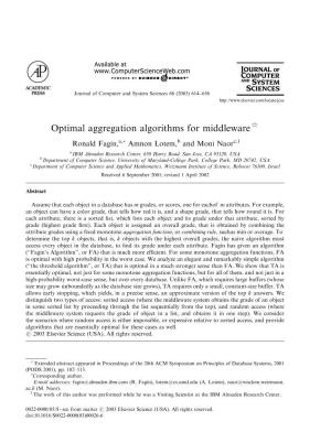 Optimal Aggregation Algorithms for Middleware