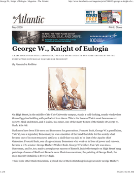 George W., Knight of Eulogia - Magazine - the Atlantic