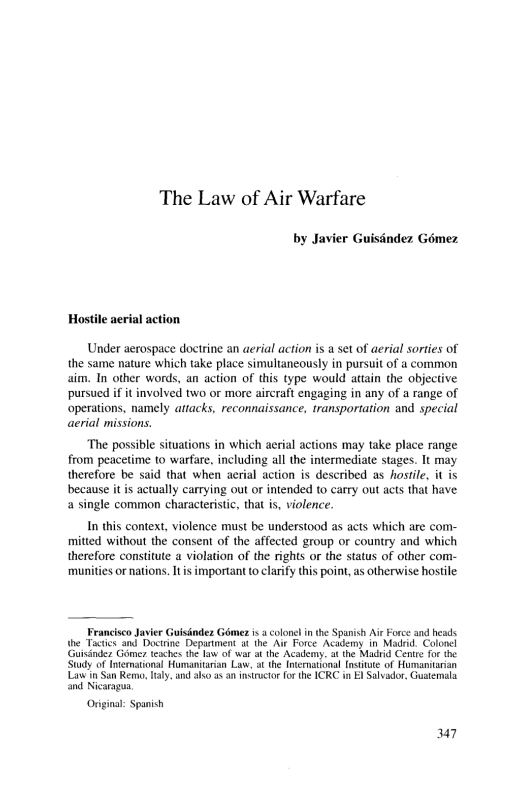 The Law of Air Warfare