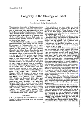 Longevity in the Tetralogy of Fallot H