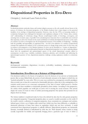 Dispositional Properties in Evo-Devo in L