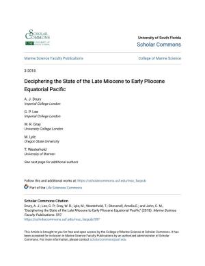 Deciphering the State of the Late Miocene to Early Pliocene Equatorial Pacific
