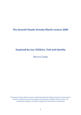Surprised by Joy: Children, Text and Identity