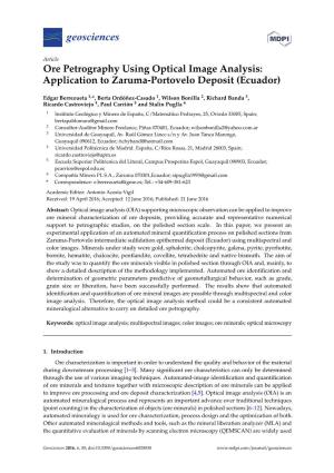 Ore Petrography Using Optical Image Analysis: Application to Zaruma-Portovelo Deposit (Ecuador)
