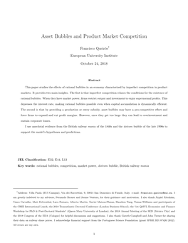 Asset Bubbles and Product Market Competition