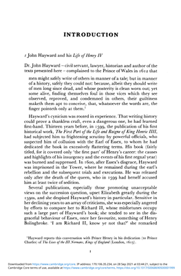 1 John Hayward and His Life of Henry IV