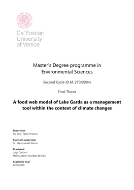 Master's Degree Programme in Environmental Sciences