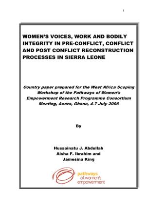 Women's Voices, Work and Bodily Integrity in Pre