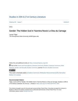 The Hidden God in Yasmina Reza's Le Dieu Du Carnage