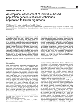 An Empirical Assessment of Individual-Based Population Genetic Statistical Techniques: Application to British Pig Breeds