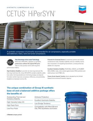 Cetus Hipersn Synthetic Compressor Oils Brochure
