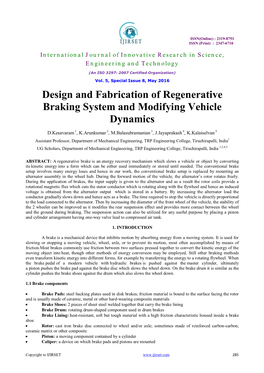 Design and Fabrication of Regenerative Braking System and Modifying Vehicle Dynamics