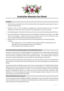 Australian Manuka Fact Sheet