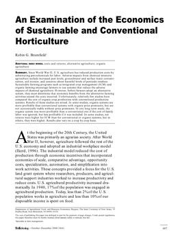 An Examination of the Economics of Sustainable and Conventional Horticulture