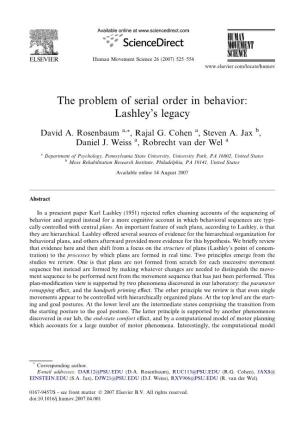 The Problem of Serial Order in Behavior: Lashley's Legacy
