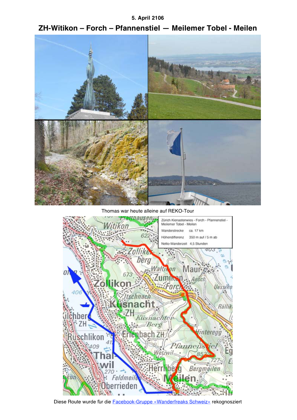 ZH-Witikon – Forch – Pfannenstiel — Meilemer Tobel - Meilen