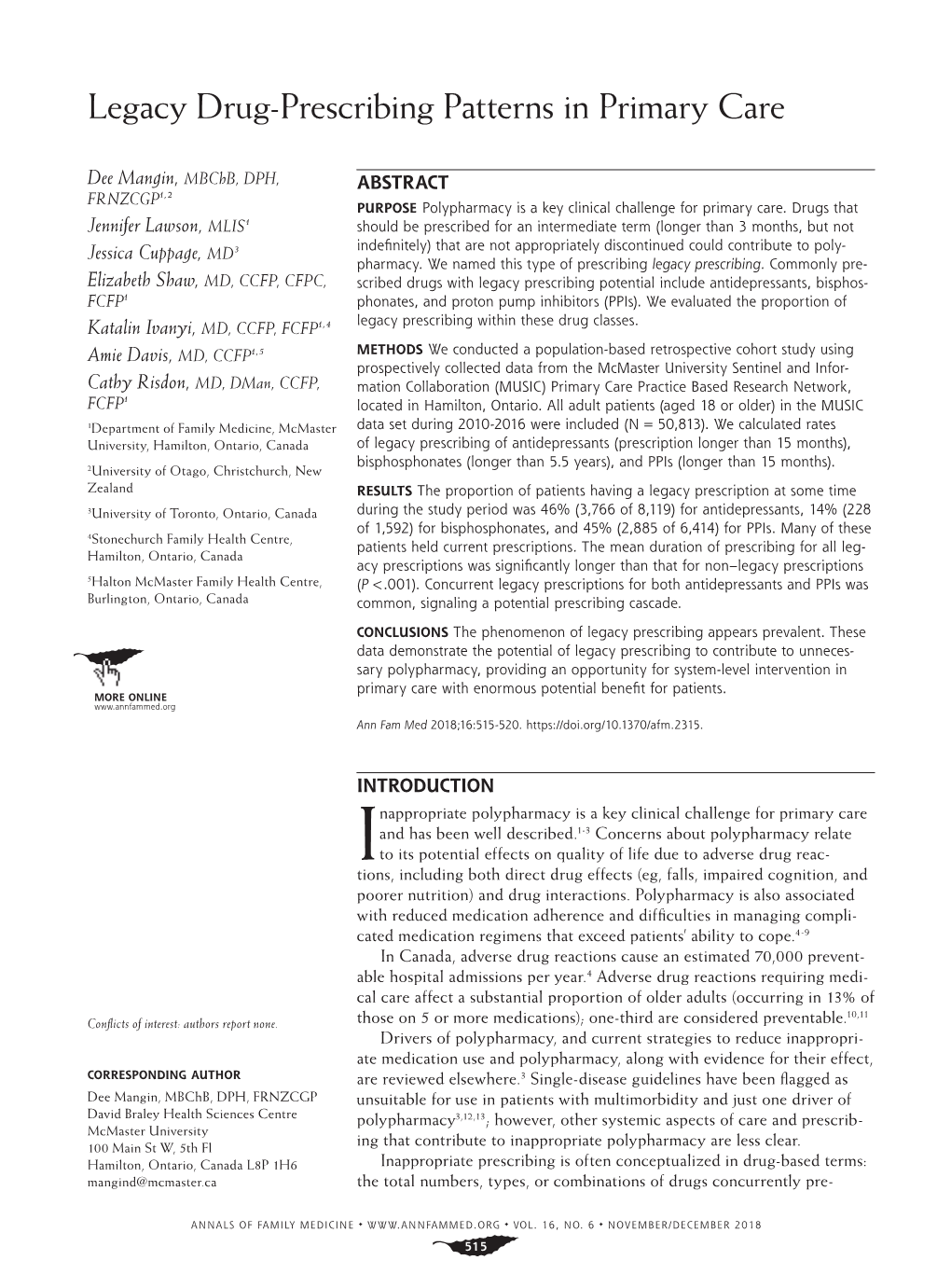 Legacy Drug-Prescribing Patterns in Primary Care