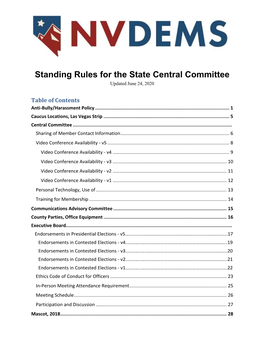 Standing Rules for the State Central Committee Updated June 24, 2020