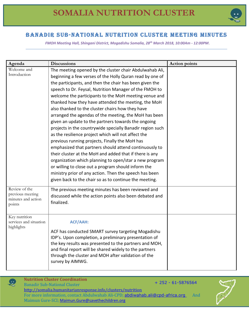 Somalia Nutrition Cluster