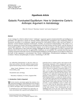 Galactic Punctuated Equilibrium: How to Undermine Carter's Anthropic Argument in Astrobiology