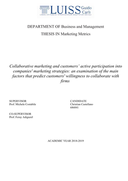 Collaborative Marketing and Customers' Active Participation Into