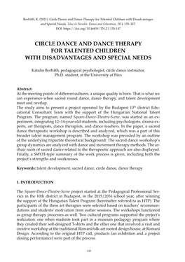Circle Dance and Dance Therapy for Talented Children with Disadvantages and Special Needs