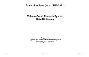 Indiana ARIES 5 Crash Data Dictionary, 2011
