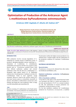 Optimization of Production of the Anticancer Agent L-Methioninasebypseudomonasextremaustralis