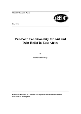 Pro-Poor Conditionality for Aid and Debt Relief in East Africa