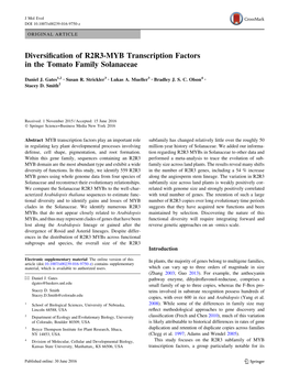 Diversification of R2R3-MYB Transcription Factors in the Tomato