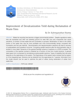 Improvement of Devulcanization Yield During Reclamation Ofwaste Tires