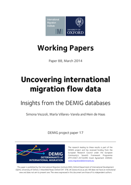 Working Papers Uncovering International Migration Flow Data
