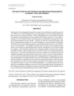 The Use of Fire in the Cerrado and Amazonian Rainforests of Brazil: Past and Present